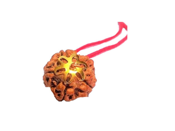 5 Mukhi Natural Nepal Rudraksha with Brass Clips and Thread 20.57 mm ( Lab Certified )